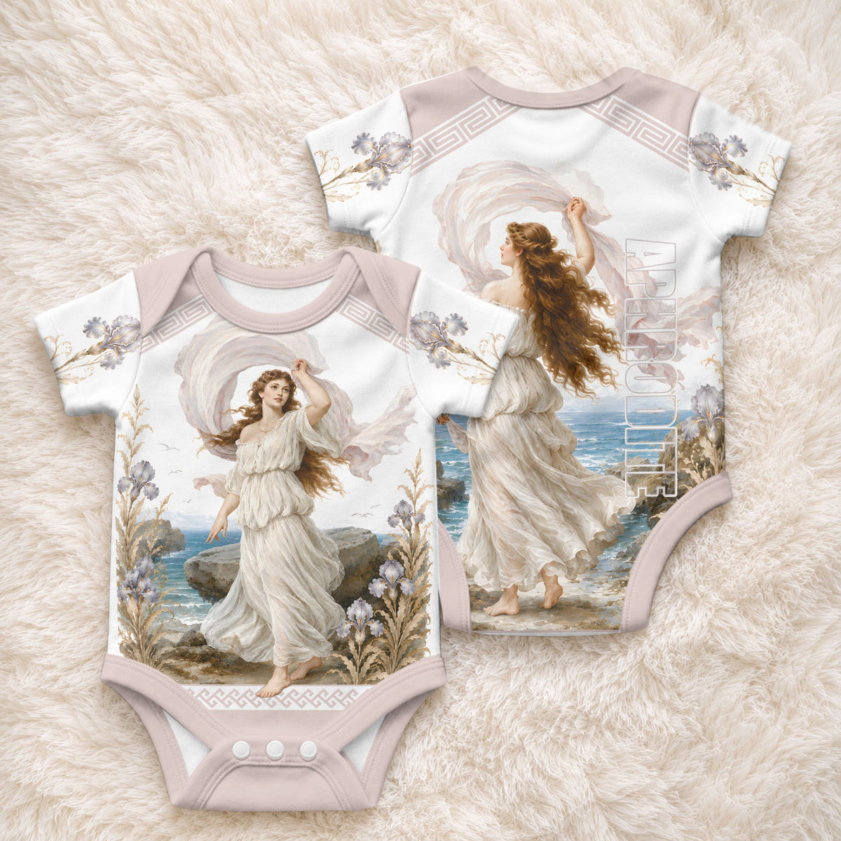 Aphrodite Greek Goddess Baby Onesie Classical Mythology Vintage Art Ocean Scene