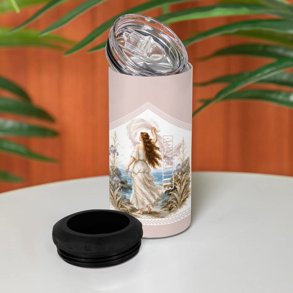 Aphrodite Greek Goddess 4 in 1 Can Cooler Tumbler Classical Mythology Vintage Art Ocean Scene