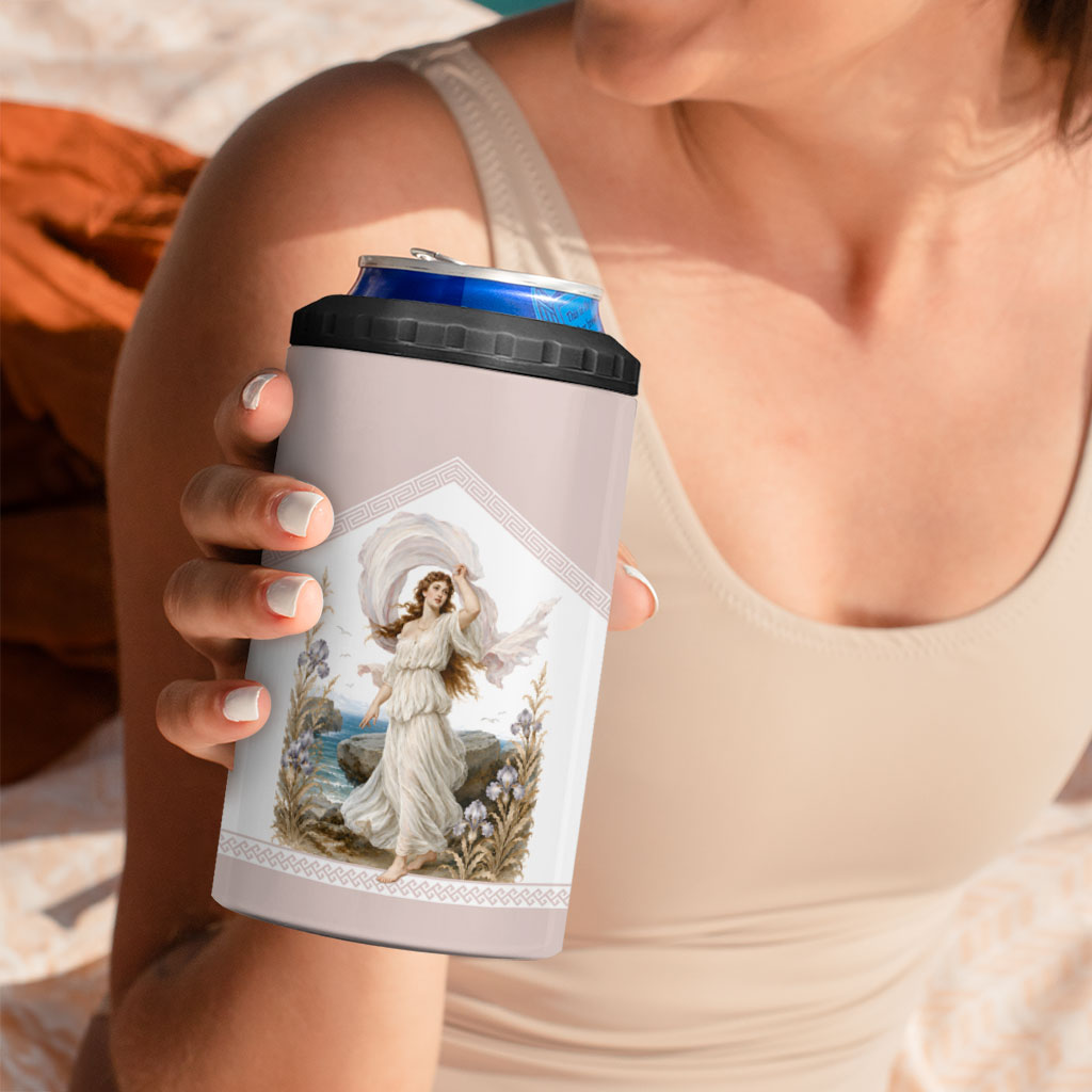 Aphrodite Greek Goddess 4 in 1 Can Cooler Tumbler Classical Mythology Vintage Art Ocean Scene