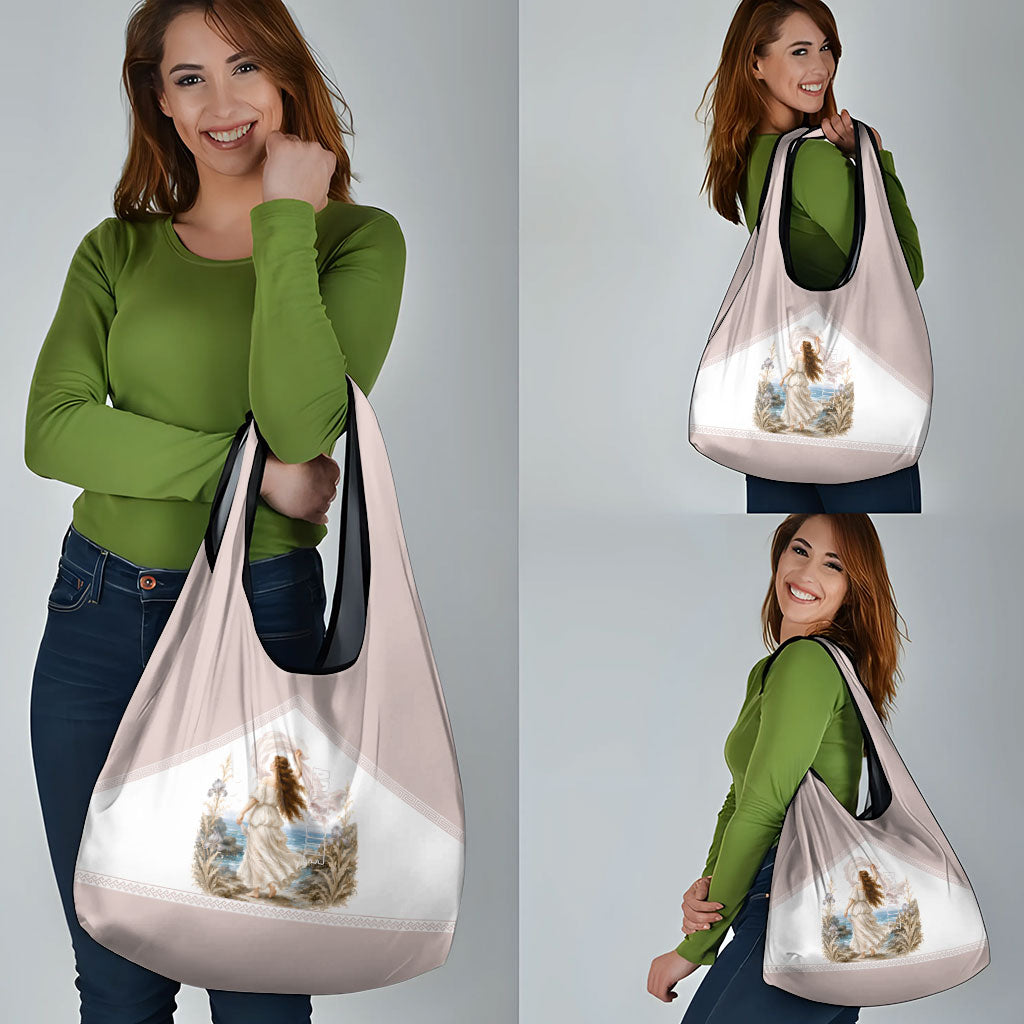 Aphrodite Greek Goddess Grocery Bag Classical Mythology Vintage Art Ocean Scene