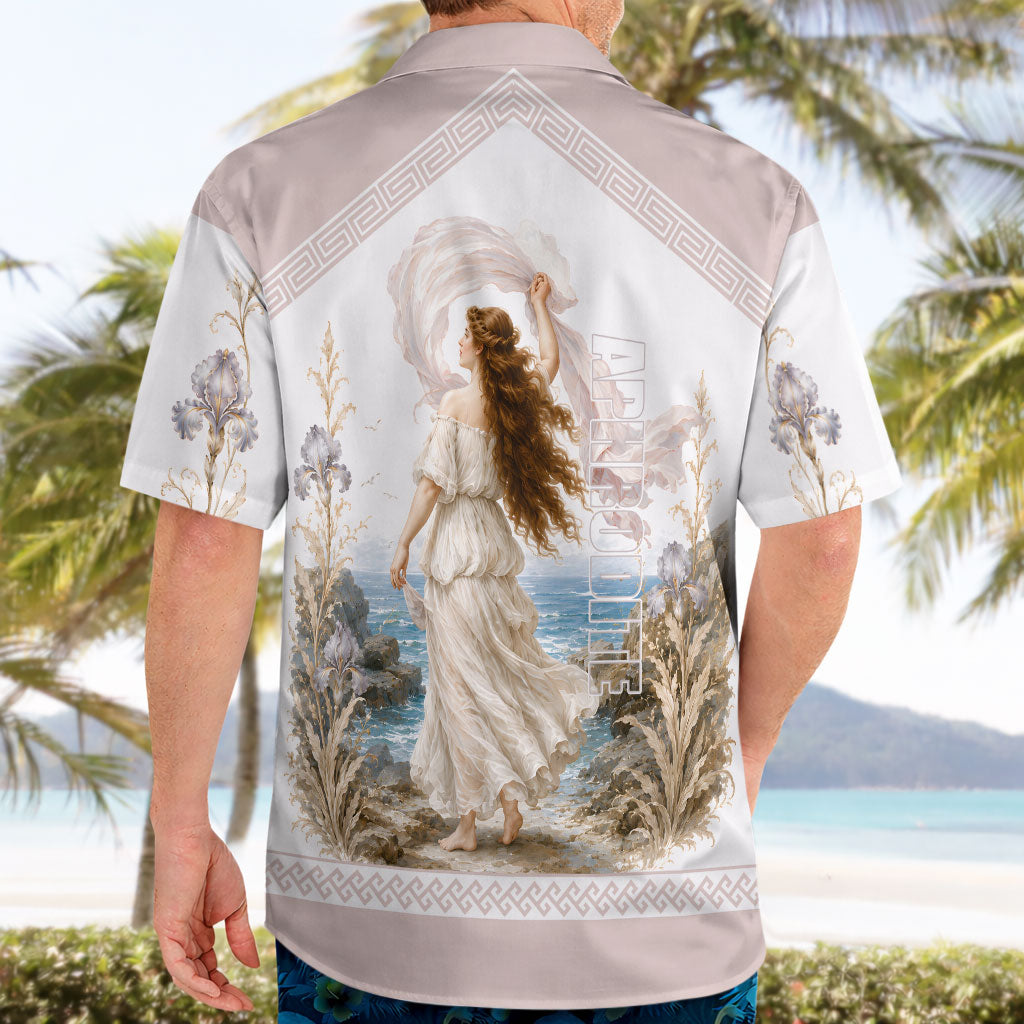 Aphrodite Greek Goddess Hawaiian Shirt Classical Mythology Vintage Art Ocean Scene