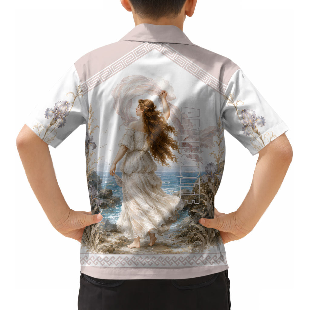 Aphrodite Greek Goddess Kid Hawaiian Shirt Classical Mythology Vintage Art Ocean Scene