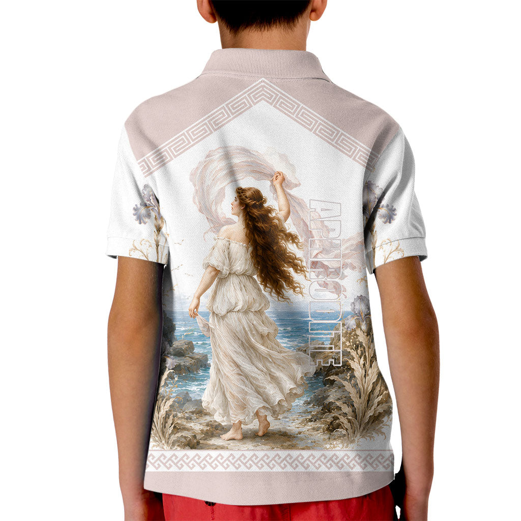 Aphrodite Greek Goddess Kid Polo Shirt Classical Mythology Vintage Art Ocean Scene