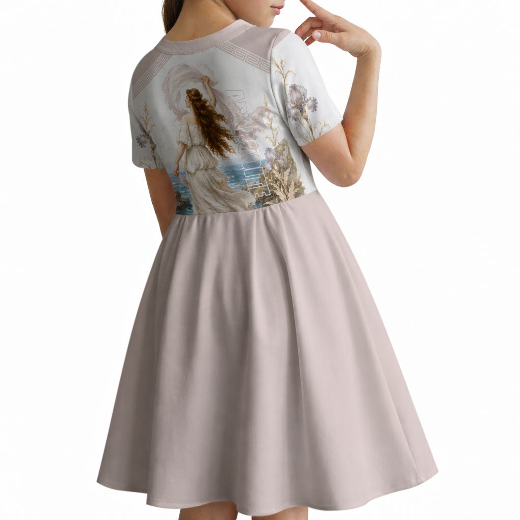 Aphrodite Greek Goddess Kid Short Sleeve Dress Classical Mythology Vintage Art Ocean Scene