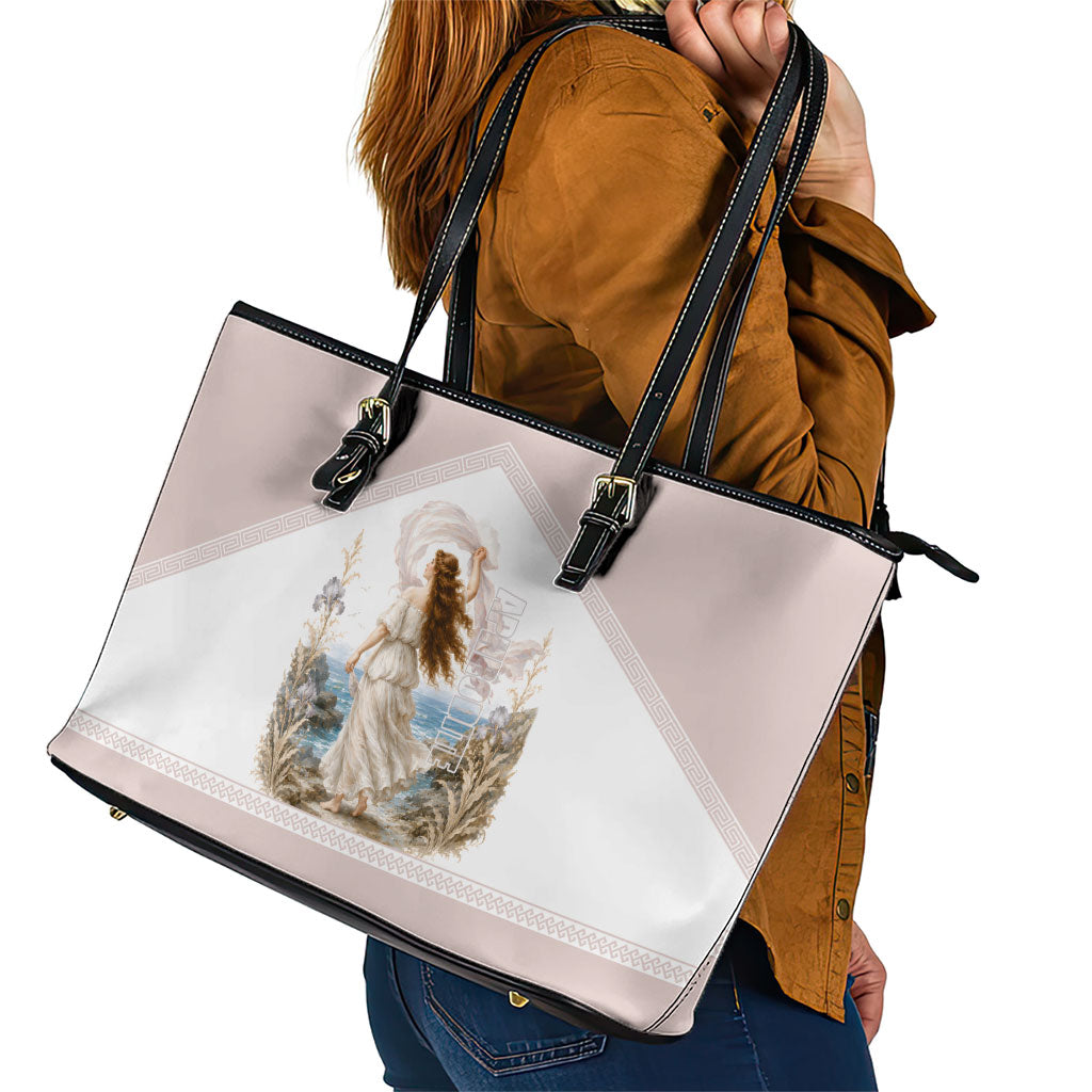 Aphrodite Greek Goddess Leather Tote Bag Classical Mythology Vintage Art Ocean Scene