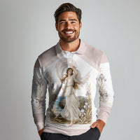 Aphrodite Greek Goddess Long Sleeve Polo Shirt Classical Mythology Vintage Art Ocean Scene