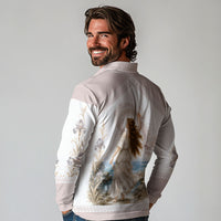 Aphrodite Greek Goddess Long Sleeve Polo Shirt Classical Mythology Vintage Art Ocean Scene