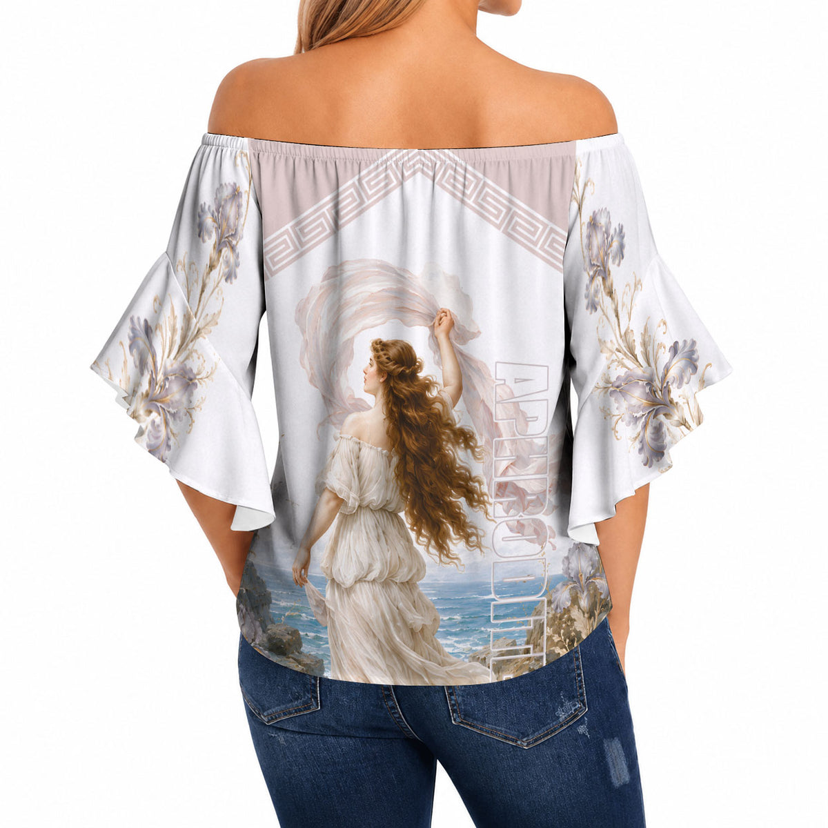 Aphrodite Greek Goddess Off Shoulder Wrap Waist Top Classical Mythology Vintage Art Ocean Scene