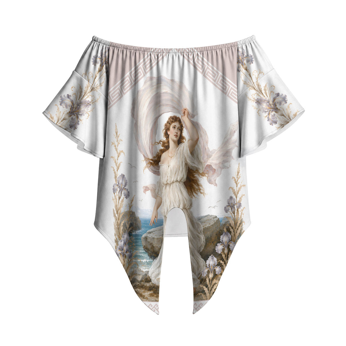 Aphrodite Greek Goddess Off Shoulder Wrap Waist Top Classical Mythology Vintage Art Ocean Scene