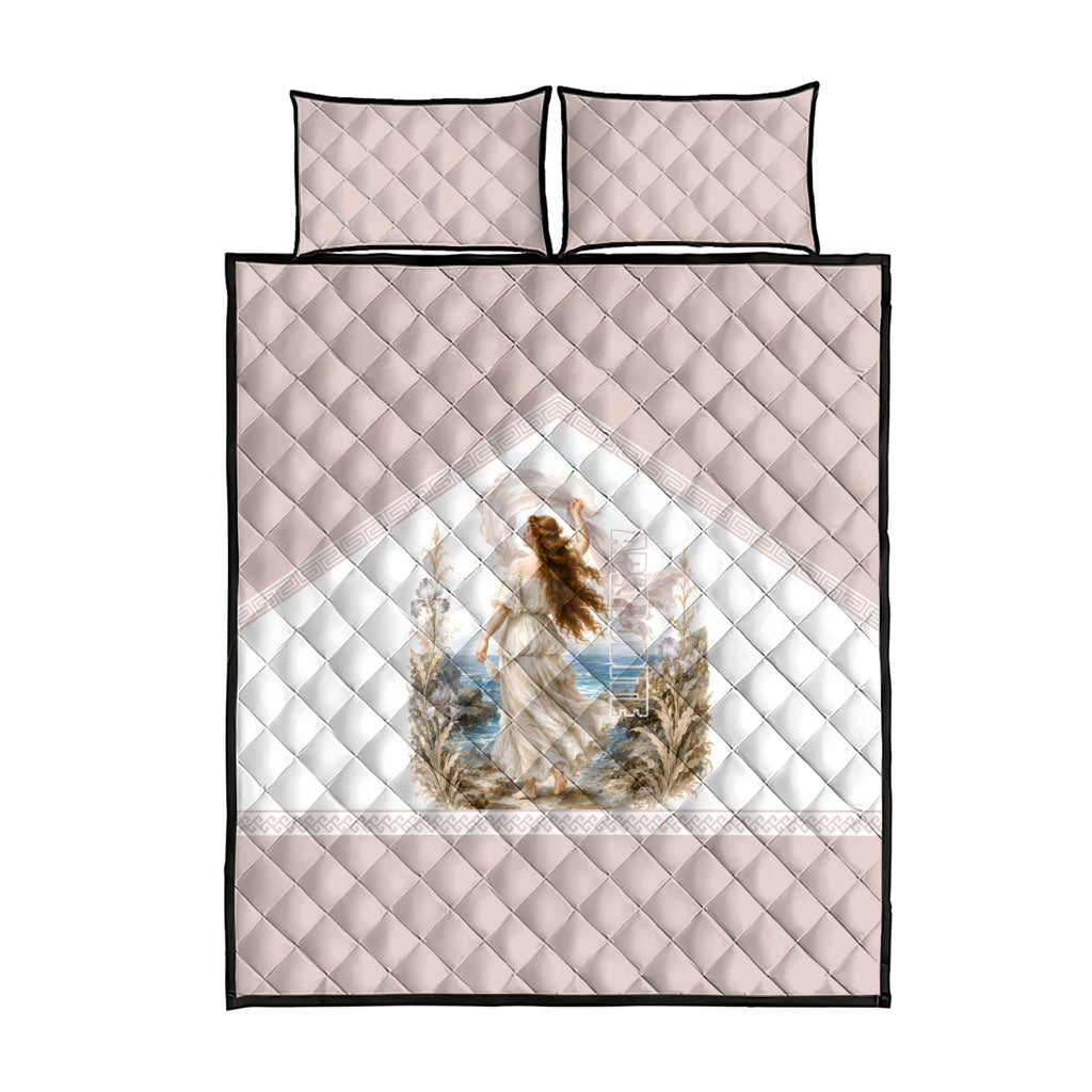 Aphrodite Greek Goddess Quilt Bed Set Classical Mythology Vintage Art Ocean Scene