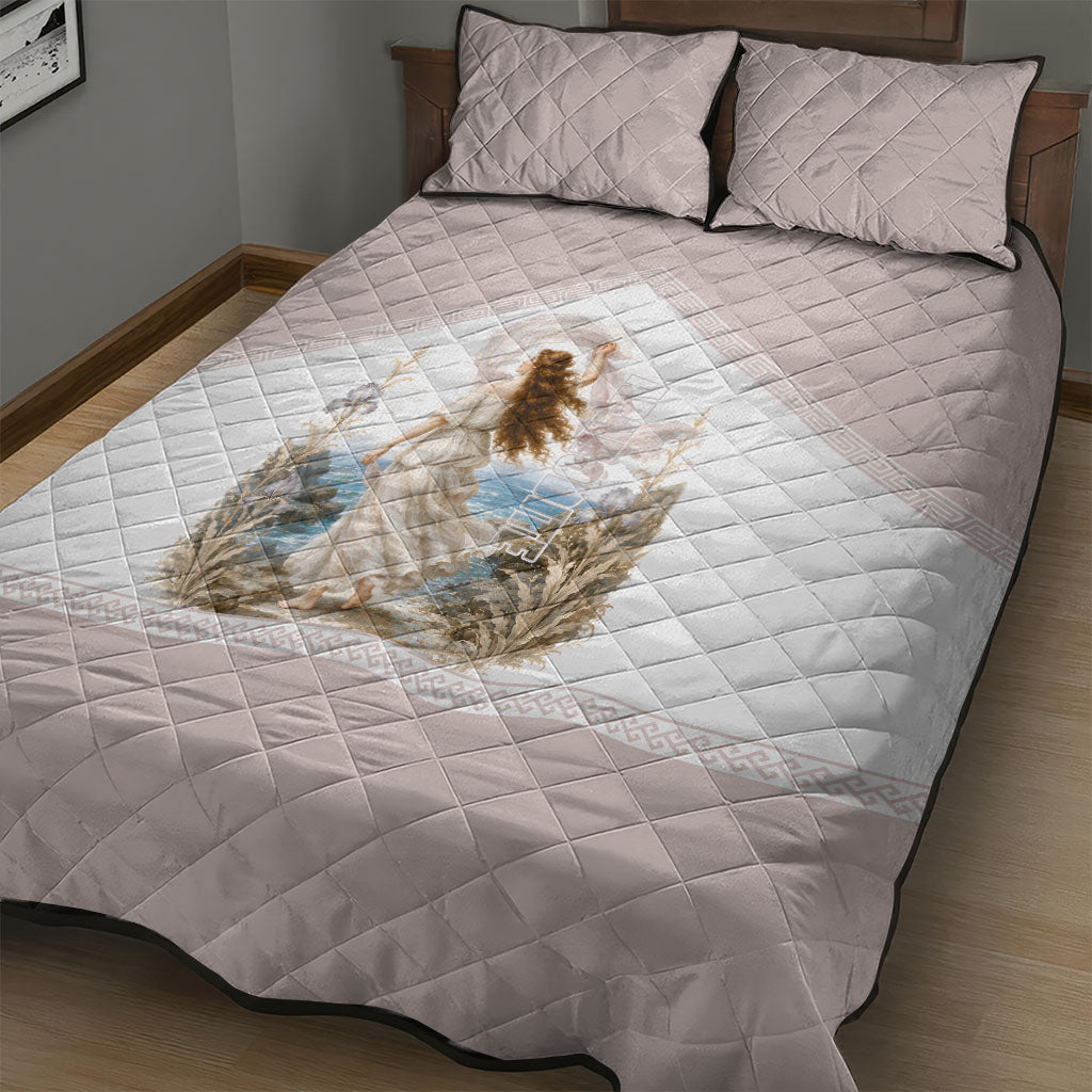 Aphrodite Greek Goddess Quilt Bed Set Classical Mythology Vintage Art Ocean Scene