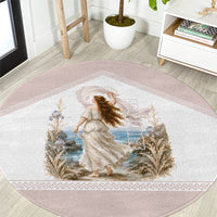 Aphrodite Greek Goddess Round Carpet Classical Mythology Vintage Art Ocean Scene