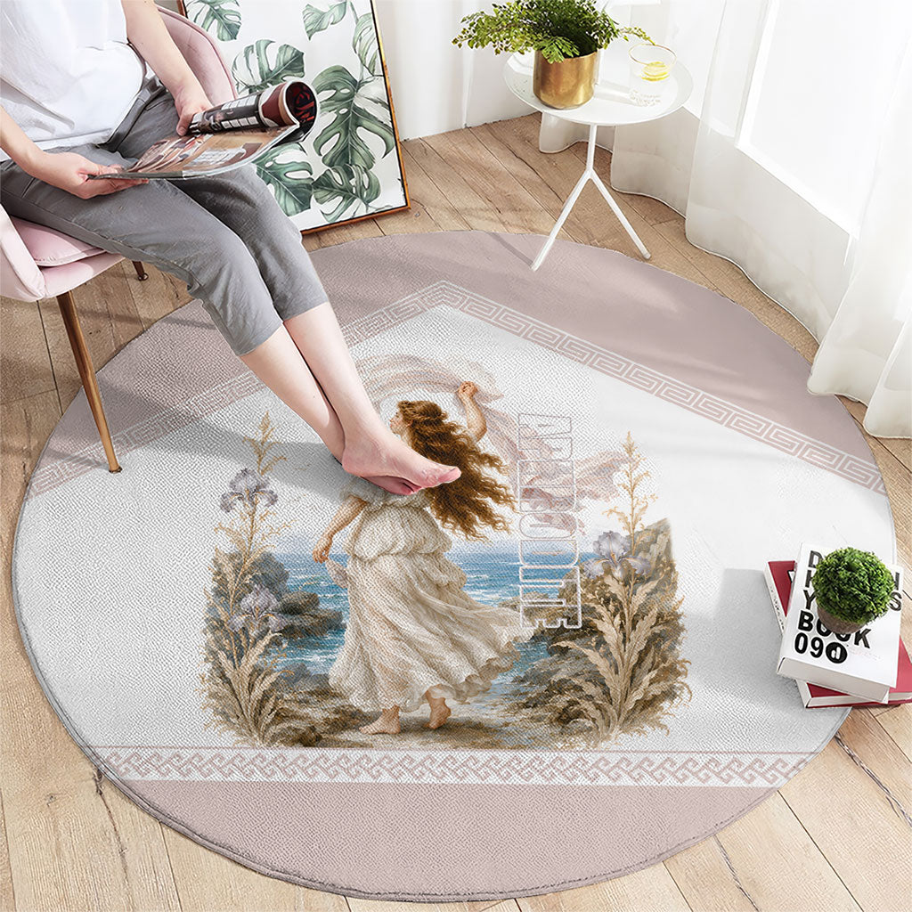 Aphrodite Greek Goddess Round Carpet Classical Mythology Vintage Art Ocean Scene