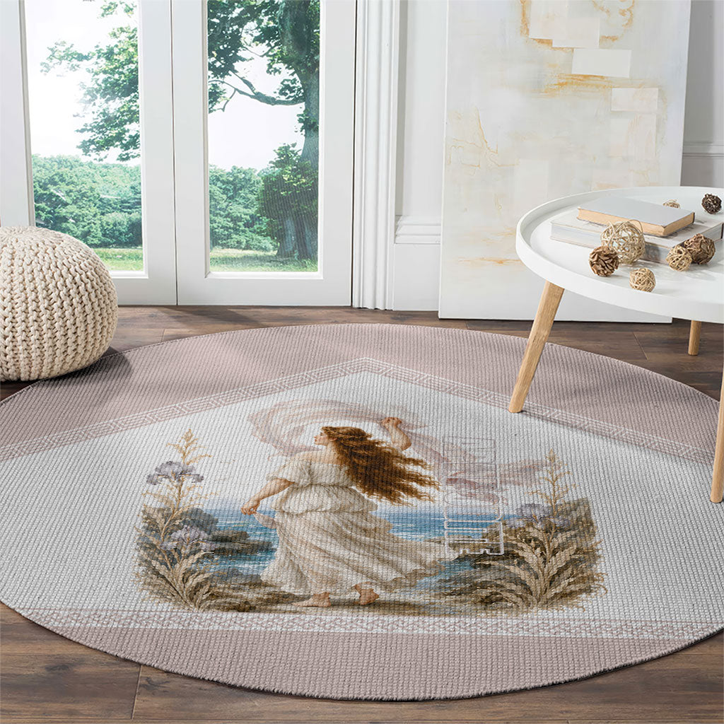 Aphrodite Greek Goddess Round Carpet Classical Mythology Vintage Art Ocean Scene