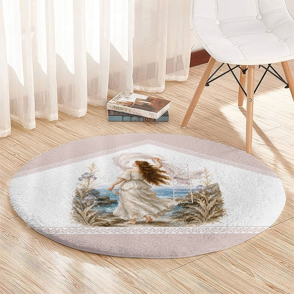 Aphrodite Greek Goddess Round Carpet Classical Mythology Vintage Art Ocean Scene