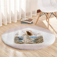 Aphrodite Greek Goddess Round Carpet Classical Mythology Vintage Art Ocean Scene