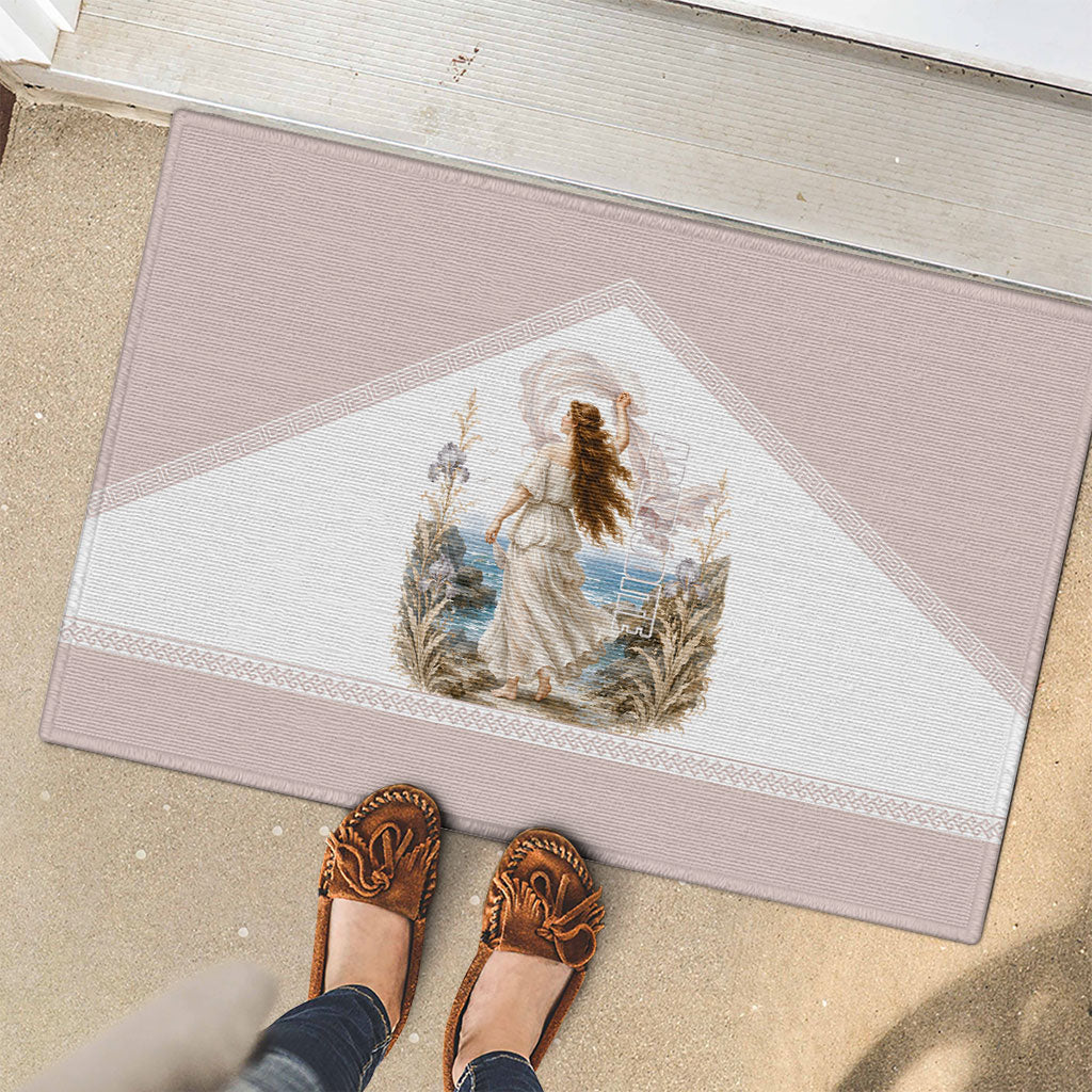 Aphrodite Greek Goddess Rubber Doormat Classical Mythology Vintage Art Ocean Scene