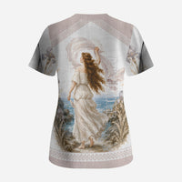 Aphrodite Greek Goddess Scrub Top Classical Mythology Vintage Art Ocean Scene