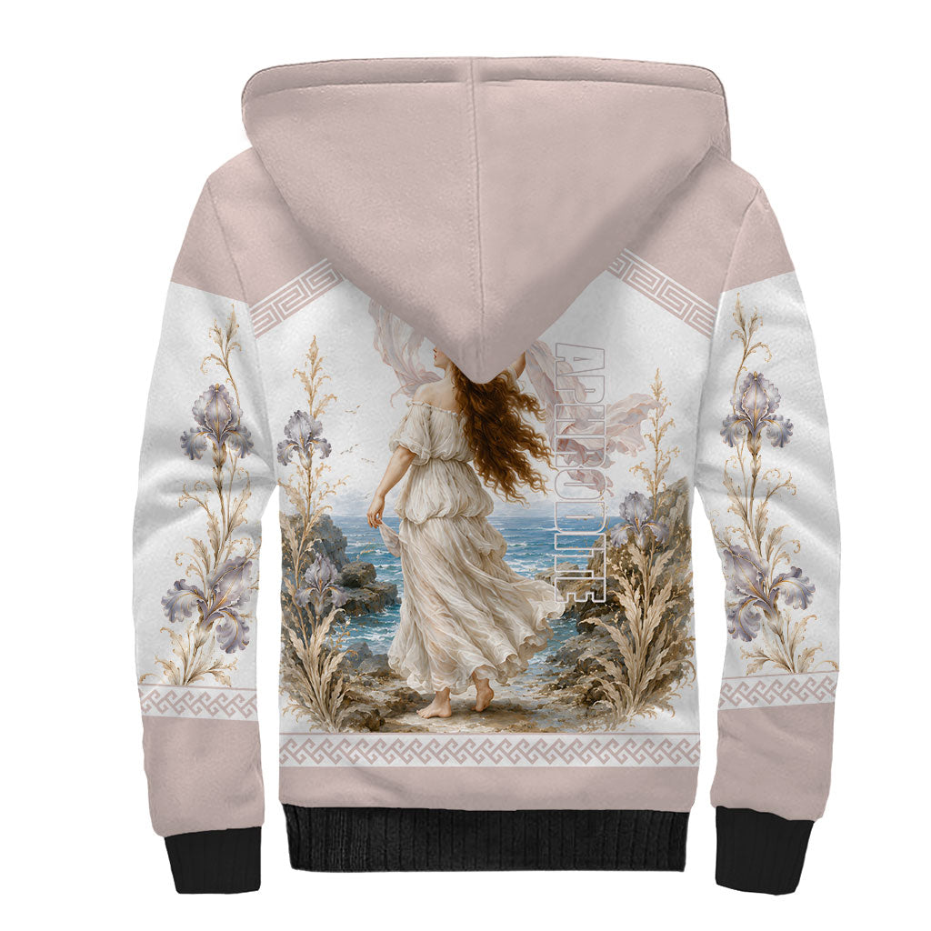 Aphrodite Greek Goddess Sherpa Hoodie Classical Mythology Vintage Art Ocean Scene