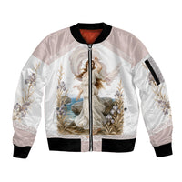 Aphrodite Greek Goddess Sleeve Zip Bomber Jacket Classical Mythology Vintage Art Ocean Scene