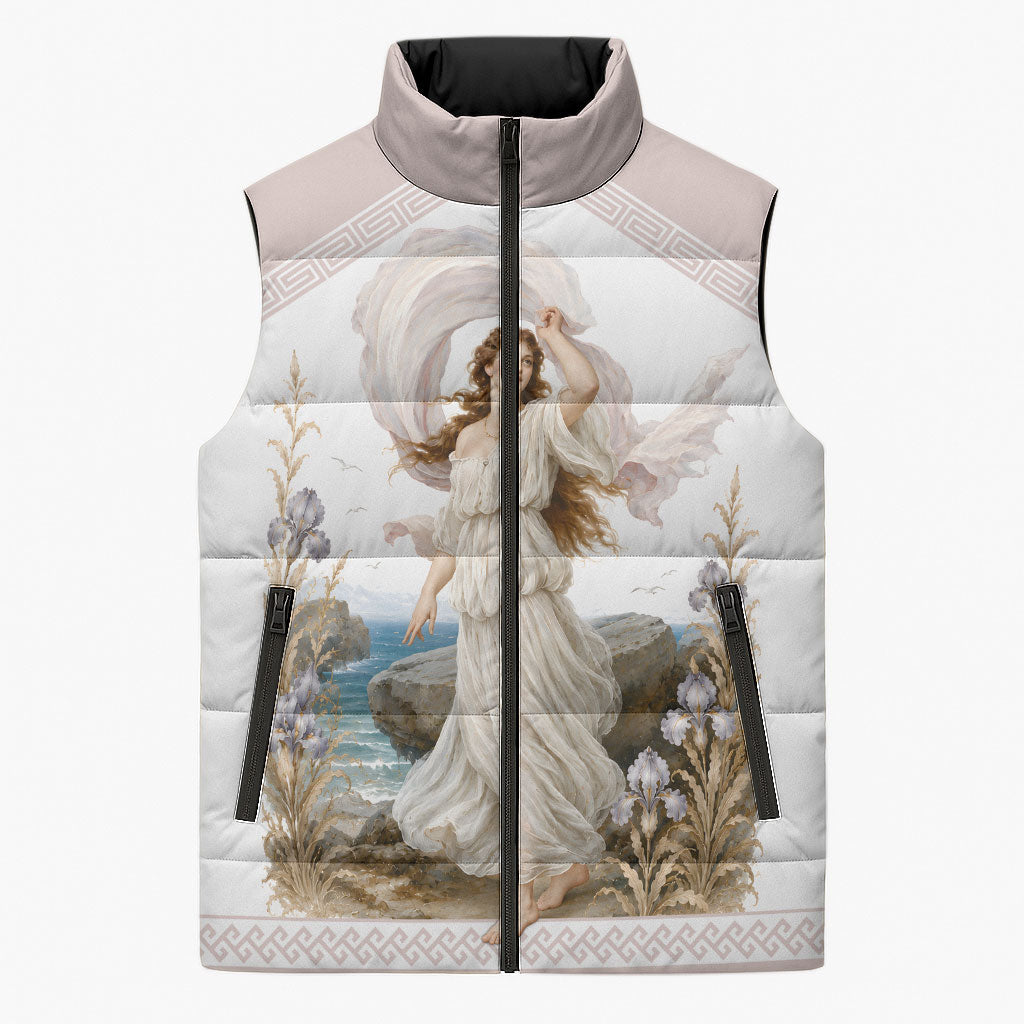 Aphrodite Greek Goddess Sleeveless Puffer Jacket Classical Mythology Vintage Art Ocean Scene