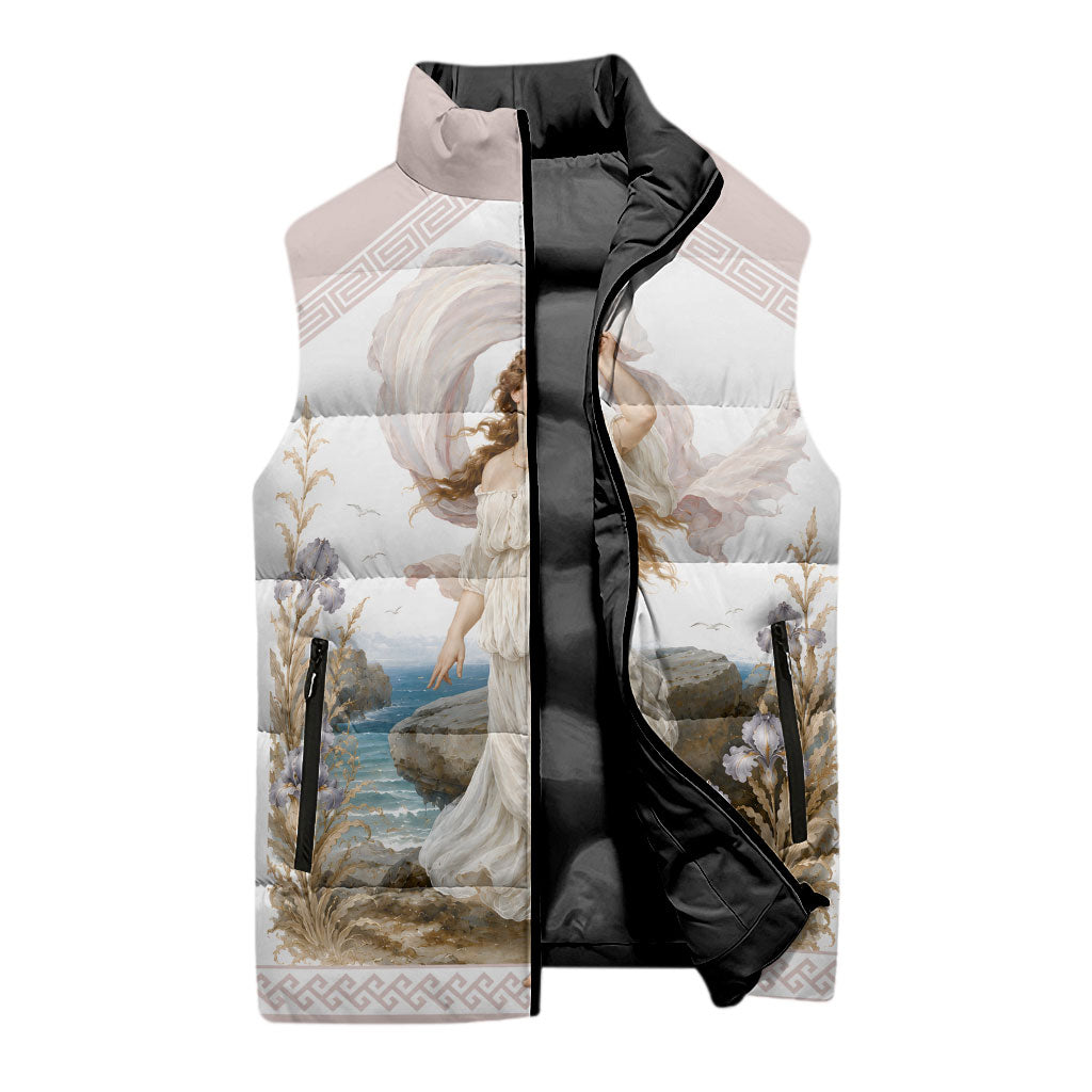 Aphrodite Greek Goddess Sleeveless Puffer Jacket Classical Mythology Vintage Art Ocean Scene