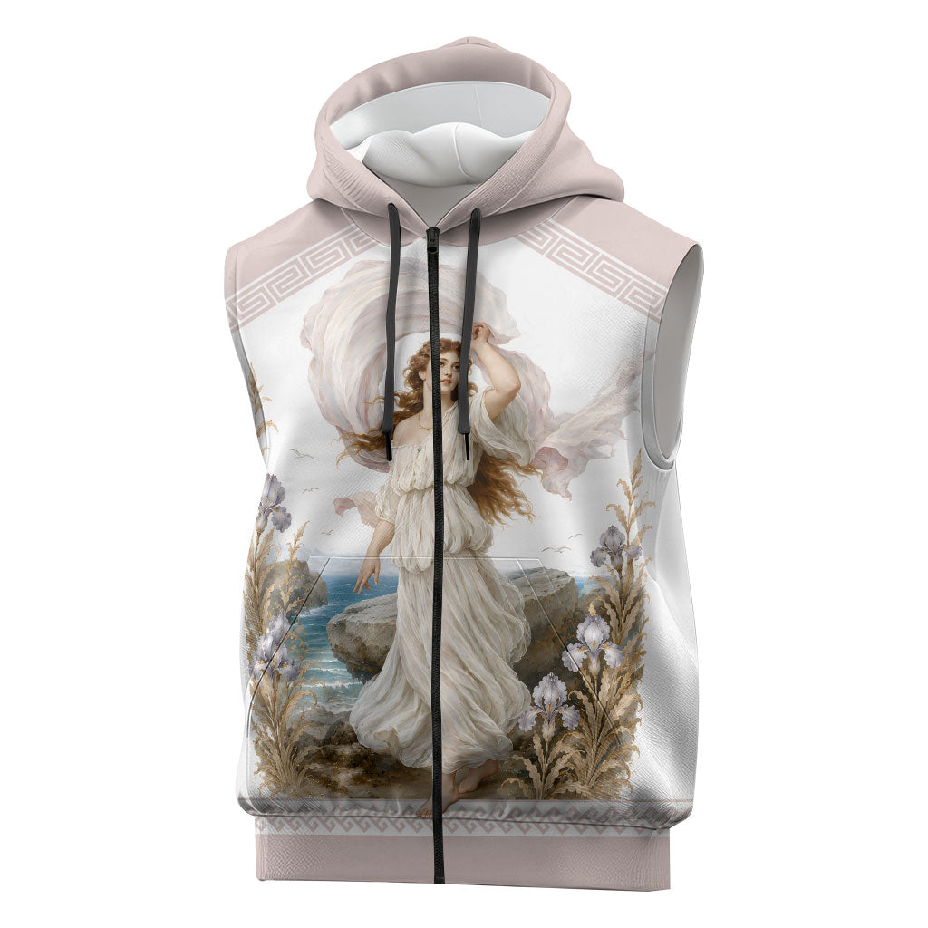 Aphrodite Greek Goddess Sleeveless Zip Hoodie Classical Mythology Vintage Art Ocean Scene