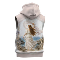Aphrodite Greek Goddess Sleeveless Zip Hoodie Classical Mythology Vintage Art Ocean Scene