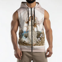 Aphrodite Greek Goddess Sleeveless Zip Hoodie Classical Mythology Vintage Art Ocean Scene