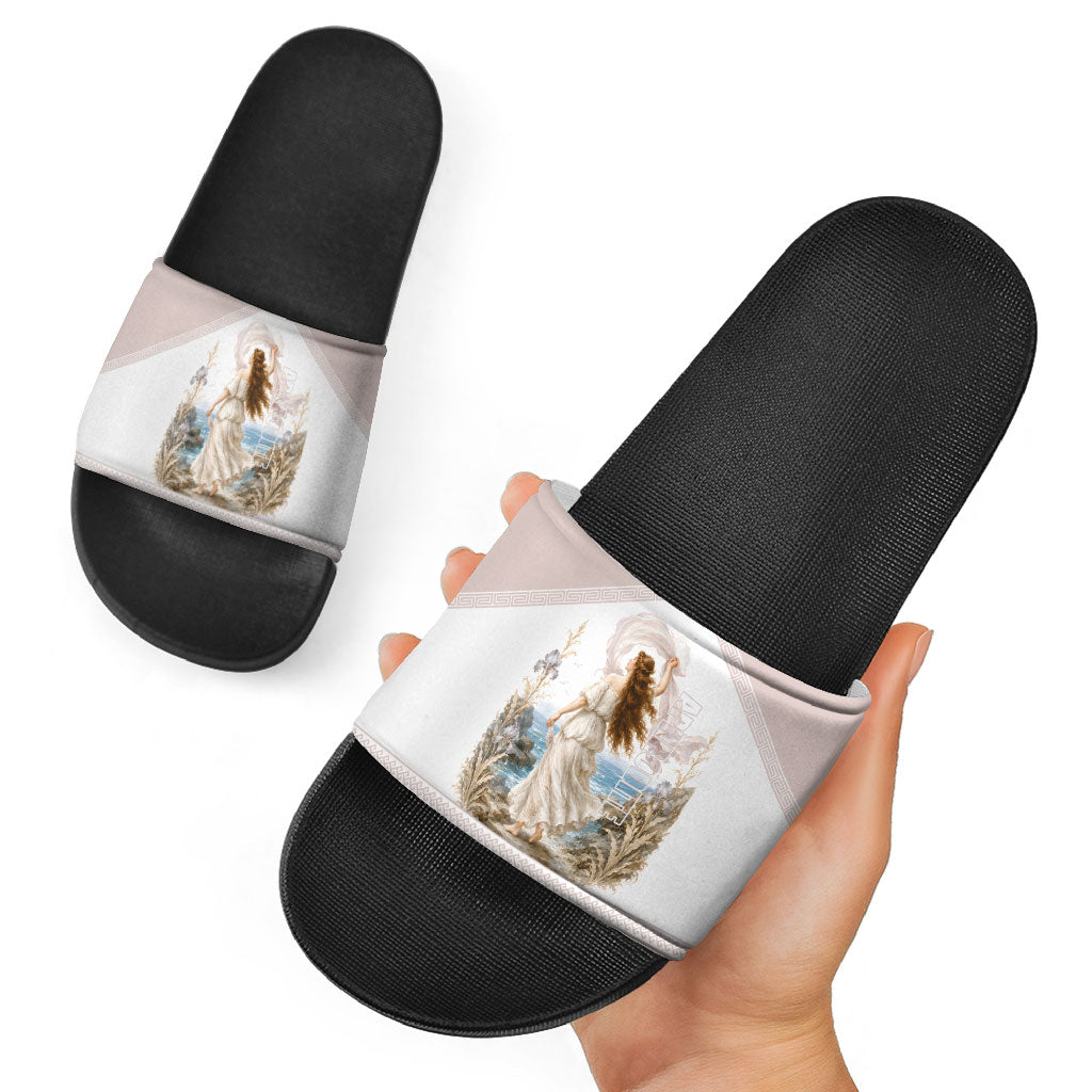 Aphrodite Greek Goddess Slide Sandals Classical Mythology Vintage Art Ocean Scene