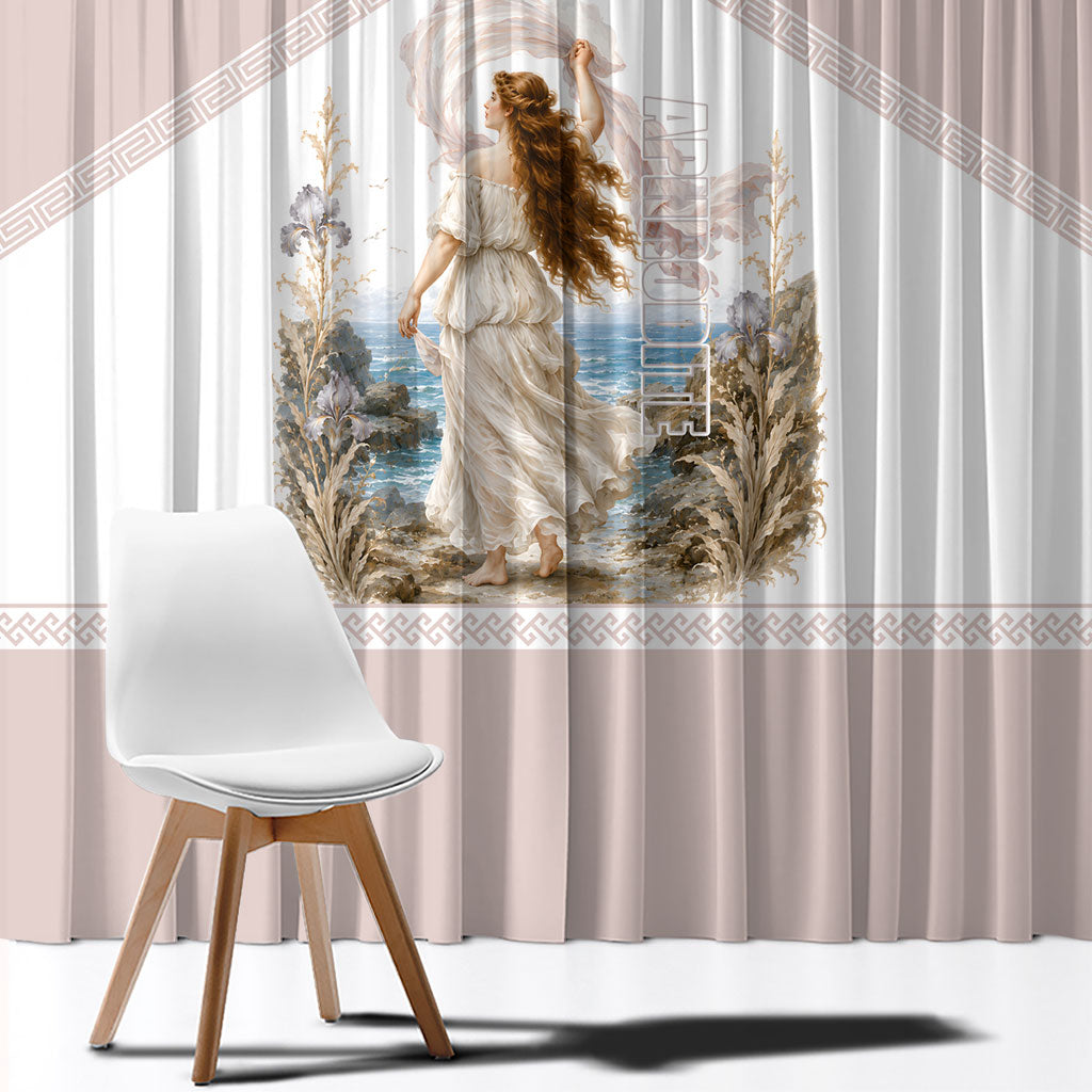 Aphrodite Greek Goddess Window Curtain Classical Mythology Vintage Art Ocean Scene
