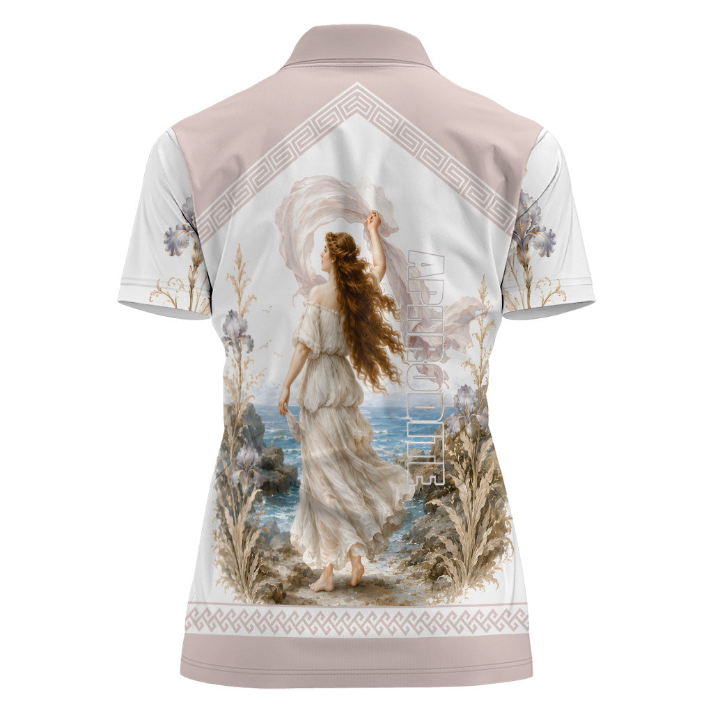 Aphrodite Greek Goddess Women Polo Shirt Classical Mythology Vintage Art Ocean Scene