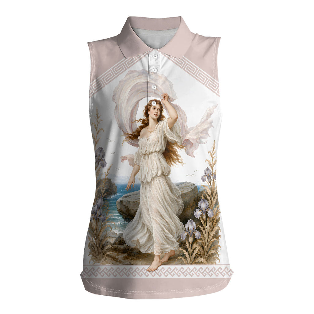 Aphrodite Greek Goddess Women Sleeveless Polo Shirt Classical Mythology Vintage Art Ocean Scene
