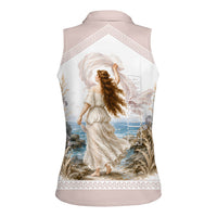 Aphrodite Greek Goddess Women Sleeveless Polo Shirt Classical Mythology Vintage Art Ocean Scene