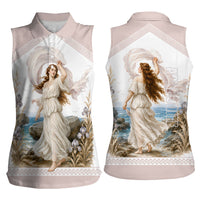 Aphrodite Greek Goddess Women Sleeveless Polo Shirt Classical Mythology Vintage Art Ocean Scene