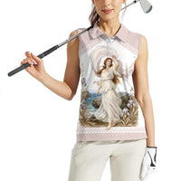 Aphrodite Greek Goddess Women Sleeveless Polo Shirt Classical Mythology Vintage Art Ocean Scene