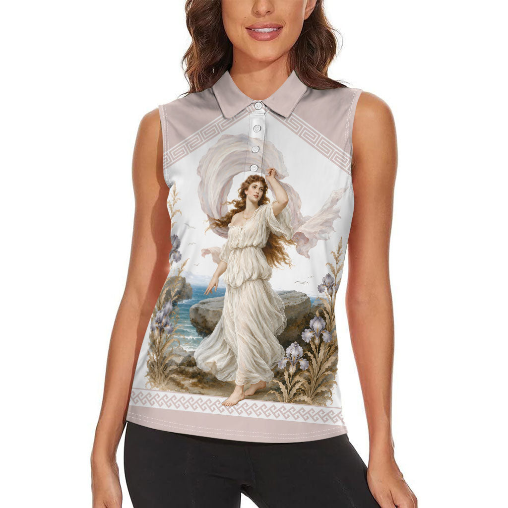 Aphrodite Greek Goddess Women Sleeveless Polo Shirt Classical Mythology Vintage Art Ocean Scene