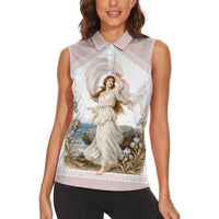 Aphrodite Greek Goddess Women Sleeveless Polo Shirt Classical Mythology Vintage Art Ocean Scene