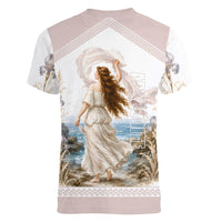 Aphrodite Greek Goddess Women V-Neck T-Shirt Classical Mythology Vintage Art Ocean Scene