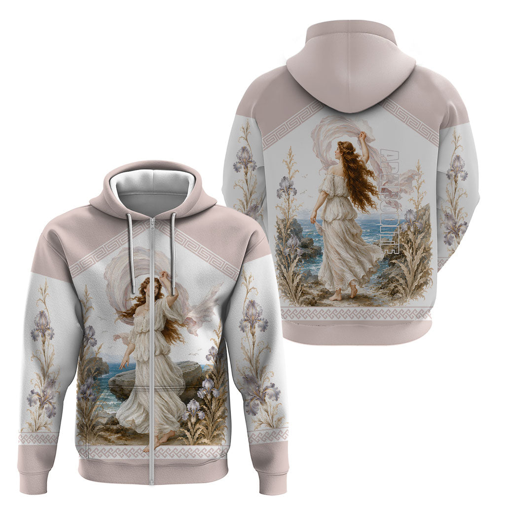 Aphrodite Greek Goddess Zip Hoodie Classical Mythology Vintage Art Ocean Scene