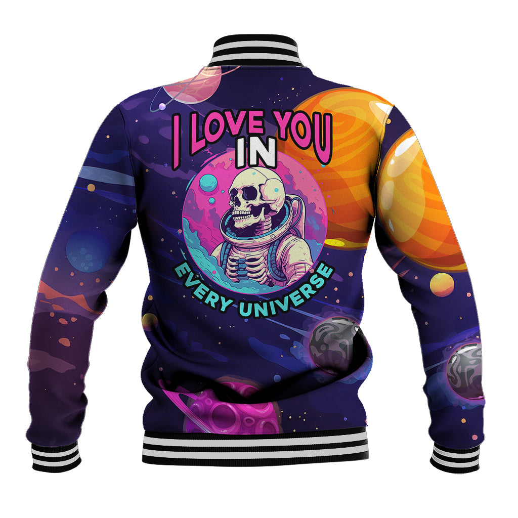 Skull Baseball Jacket I Love You in every Universe Cosmic Abstract Art - Wonder Print Shop