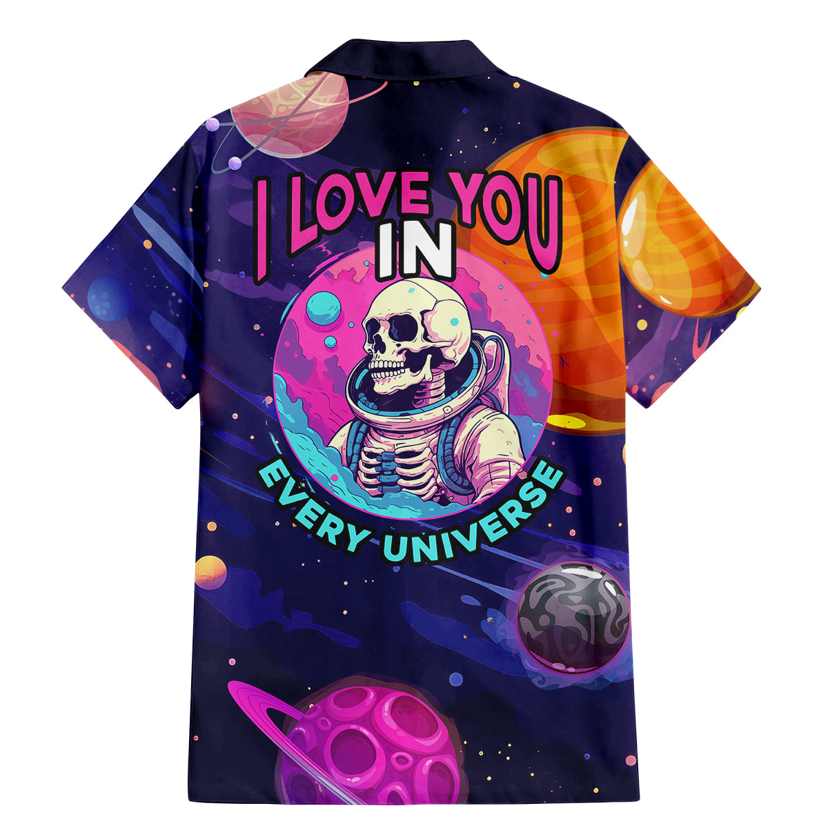 Skull Family Matching Mermaid Dress and Hawaiian Shirt I Love You in every Universe Cosmic Abstract Art - Wonder Print Shop