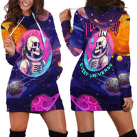 Skull Hoodie Dress I Love You in every Universe Cosmic Abstract Art - Wonder Print Shop