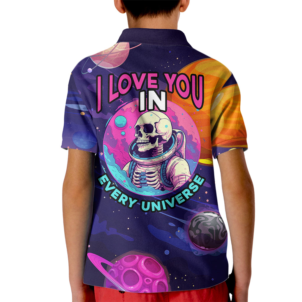 Skull Kid Polo Shirt I Love You in every Universe Cosmic Abstract Art - Wonder Print Shop