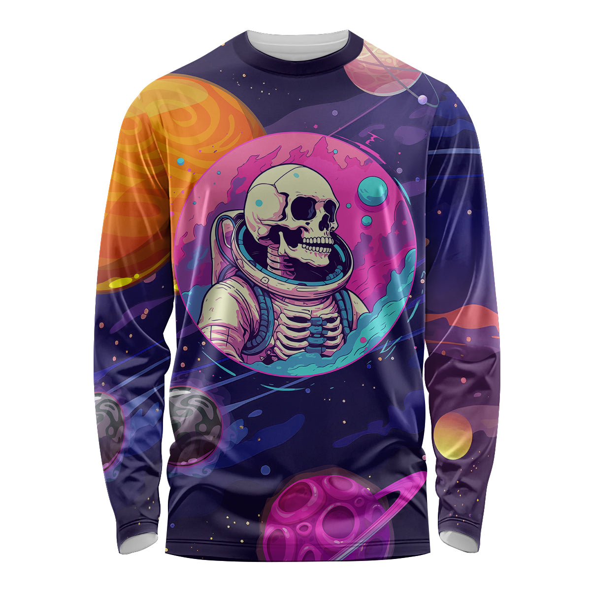 Skull Long Sleeve Shirt I Love You in every Universe Cosmic Abstract Art - Wonder Print Shop