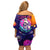 Skull Off Shoulder Short Dress I Love You in every Universe Cosmic Abstract Art - Wonder Print Shop