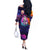 Skull Off The Shoulder Long Sleeve Dress I Love You in every Universe Cosmic Abstract Art - Wonder Print Shop