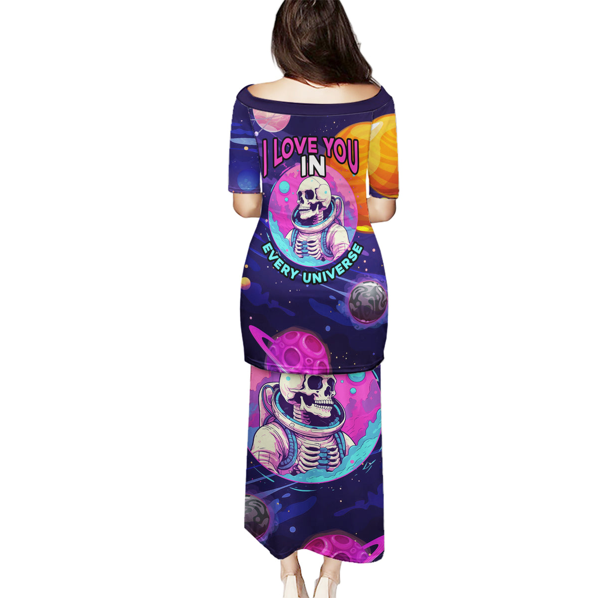 Skull Puletasi I Love You in every Universe Cosmic Abstract Art - Wonder Print Shop