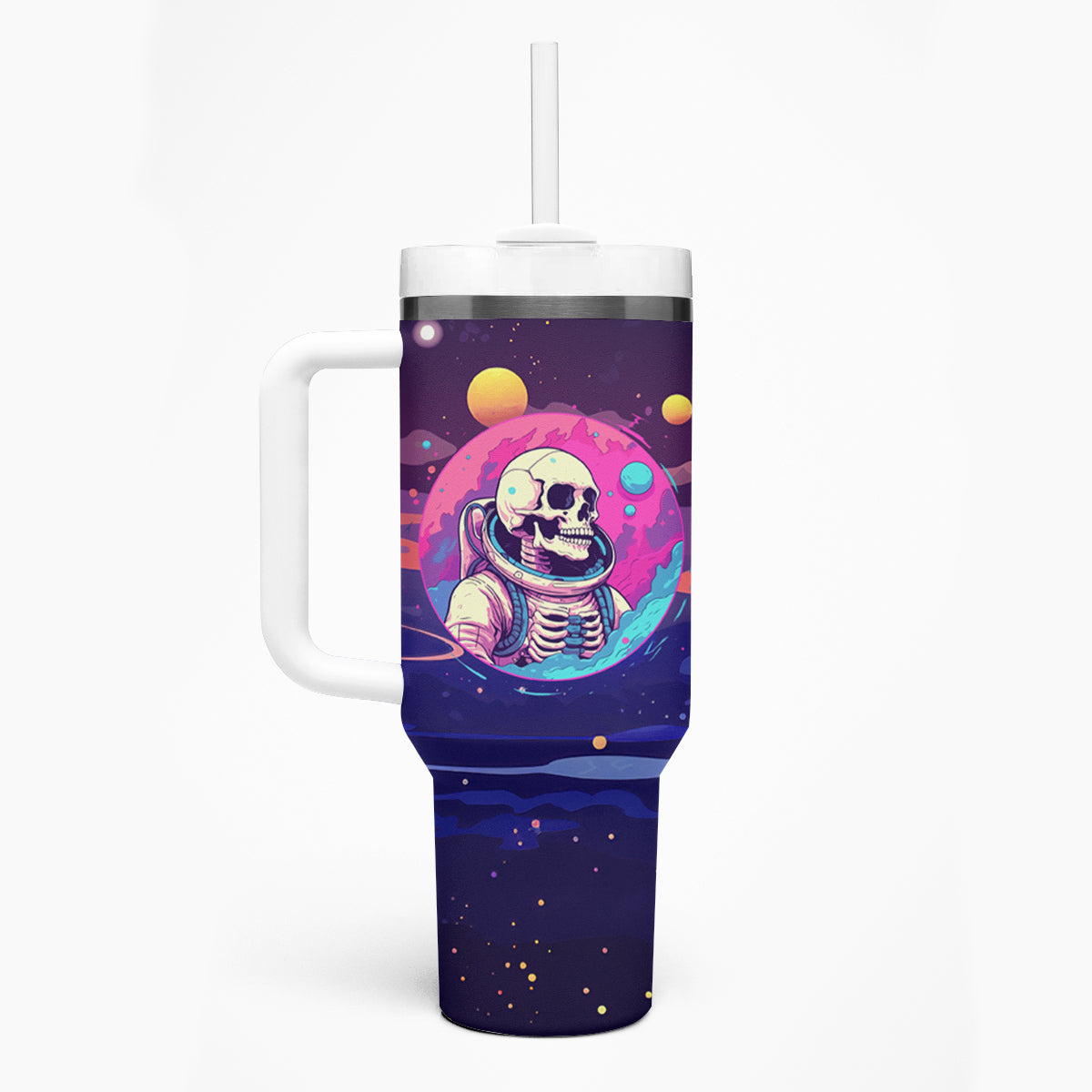Skull Tumbler With Handle I Love You in every Universe Cosmic Abstract Art - Wonder Print Shop