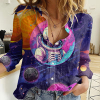 Skull Women Casual Shirt I Love You in every Universe Cosmic Abstract Art - Wonder Print Shop